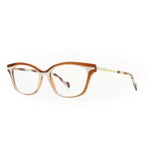 Face à Face SHISO Designer Eyeglass Frames Only 54-15-140 Brown White Cat-Eye